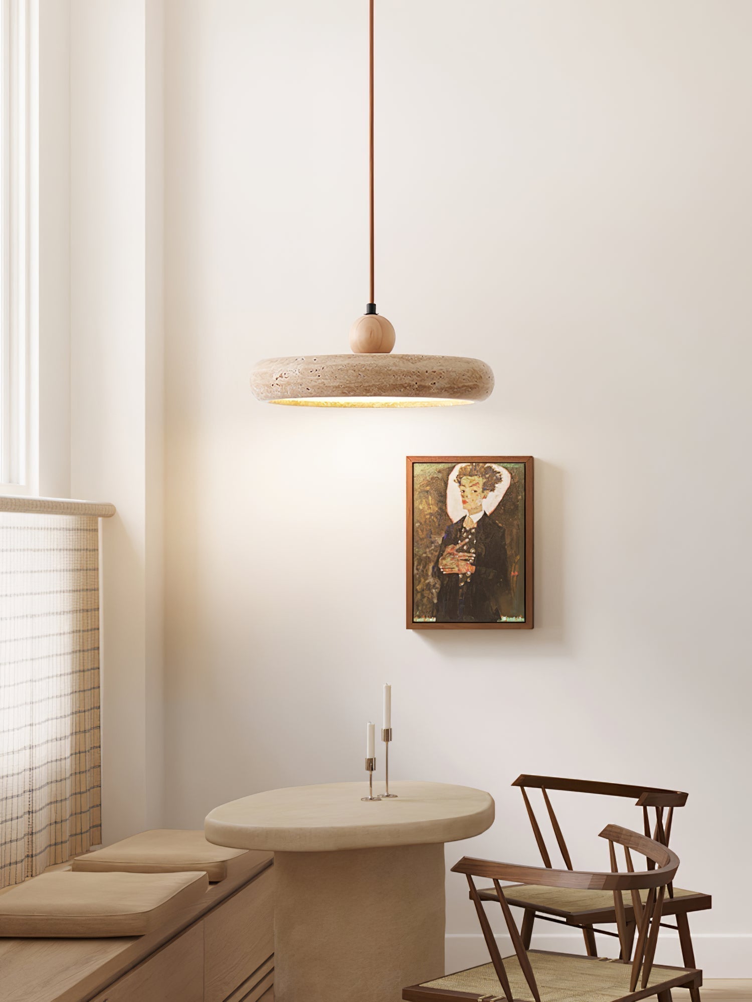 Freyza | Zesolor minimalistische Pendelleuchte aus Travertin – Minimalistische Küche und Esszimmer