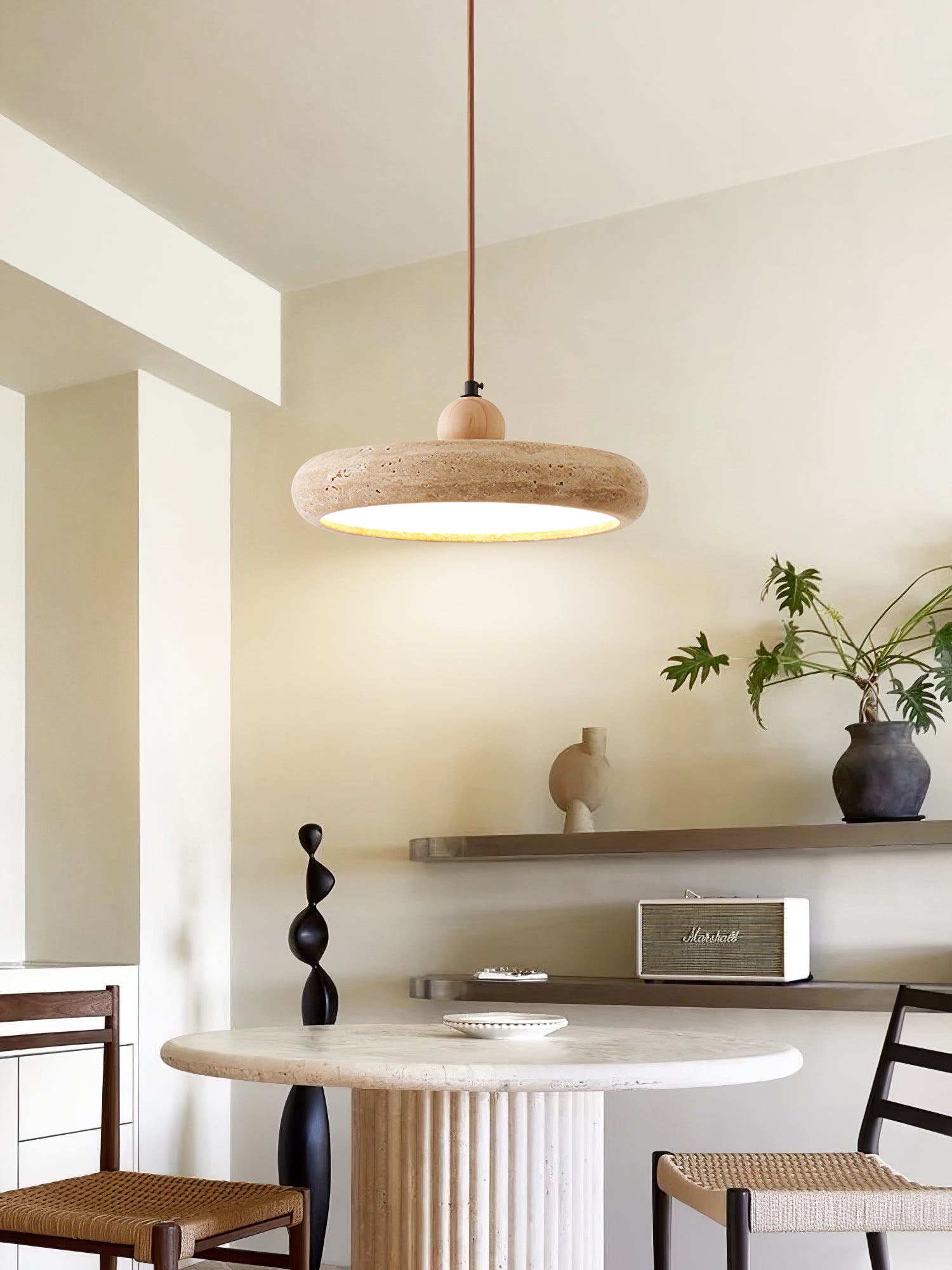 Freyza | Zesolor minimalistische Pendelleuchte aus Travertin – Minimalistische Küche und Esszimmer