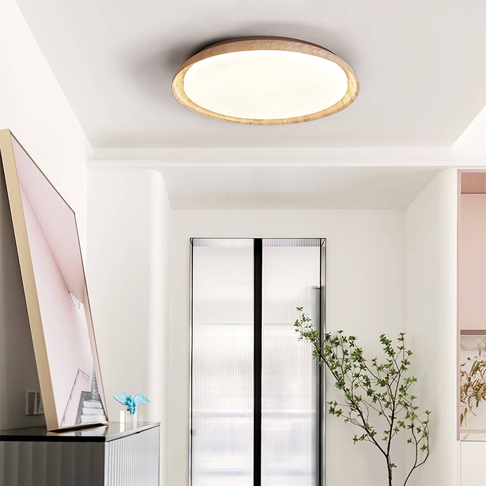 Freyza | Plafonnier Elvinila en travertin à bord annulaire – chambre, salon