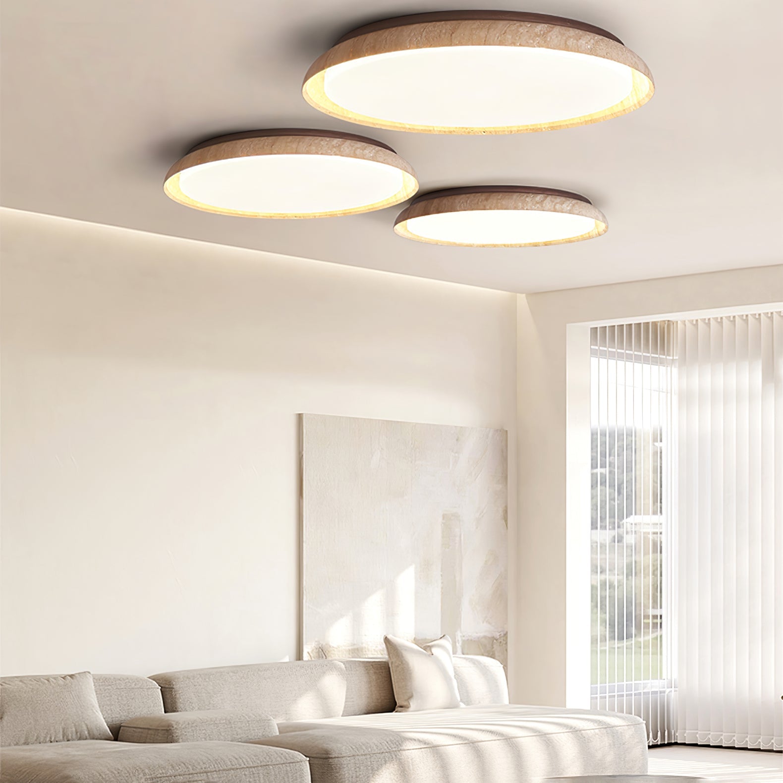 Freyza | Plafonnier Elvinila en travertin à bord annulaire – chambre, salon