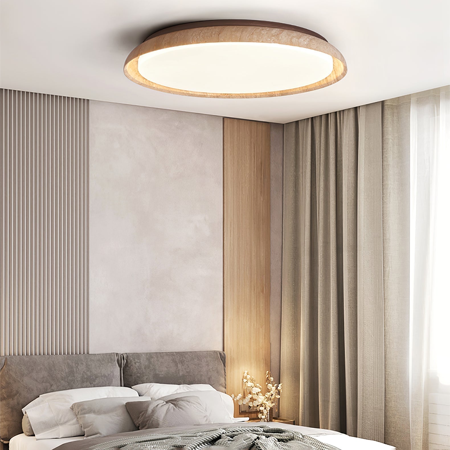 Freyza | Plafonnier Elvinila en travertin à bord annulaire – chambre, salon