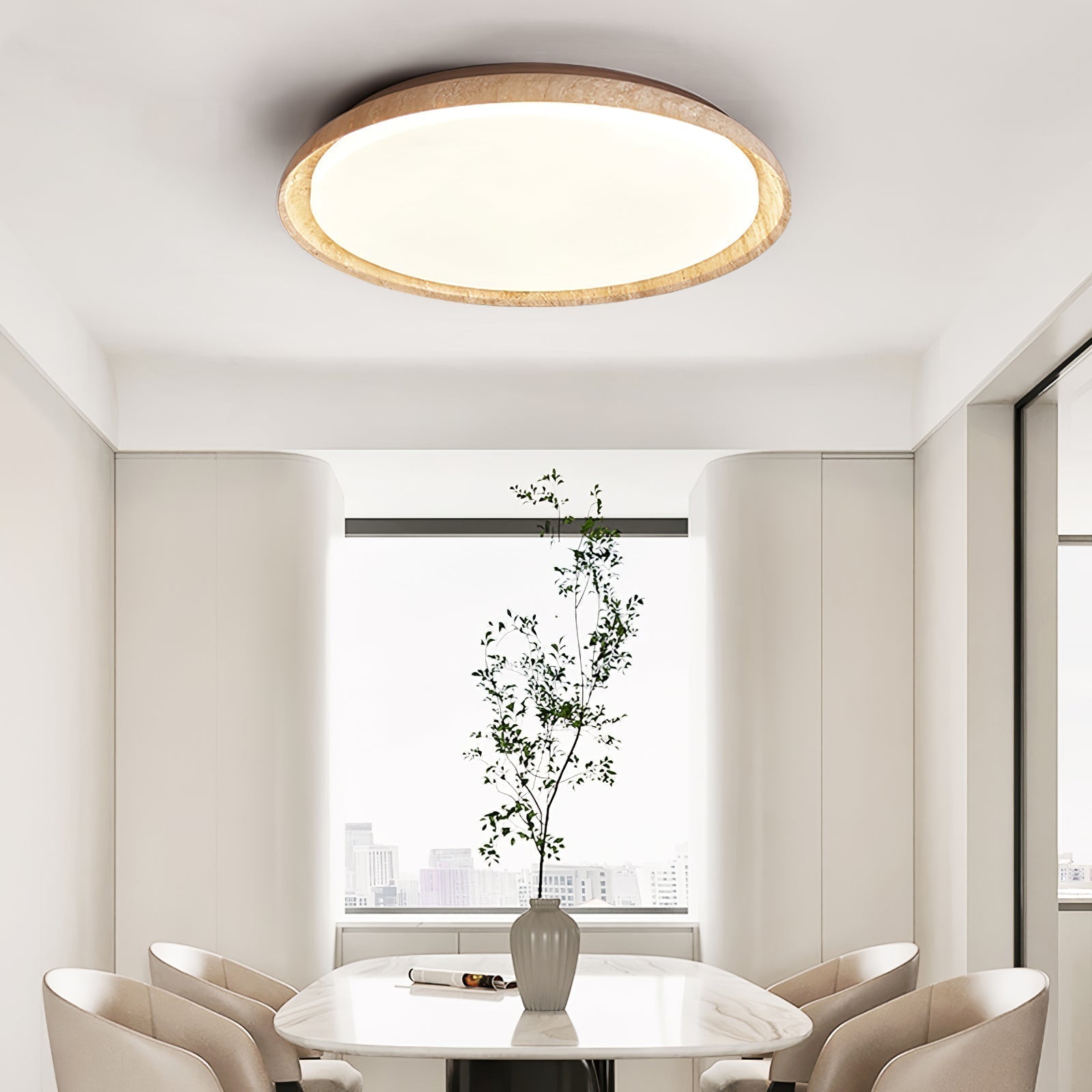 Freyza | Plafonnier Elvinila en travertin à bord annulaire – chambre, salon