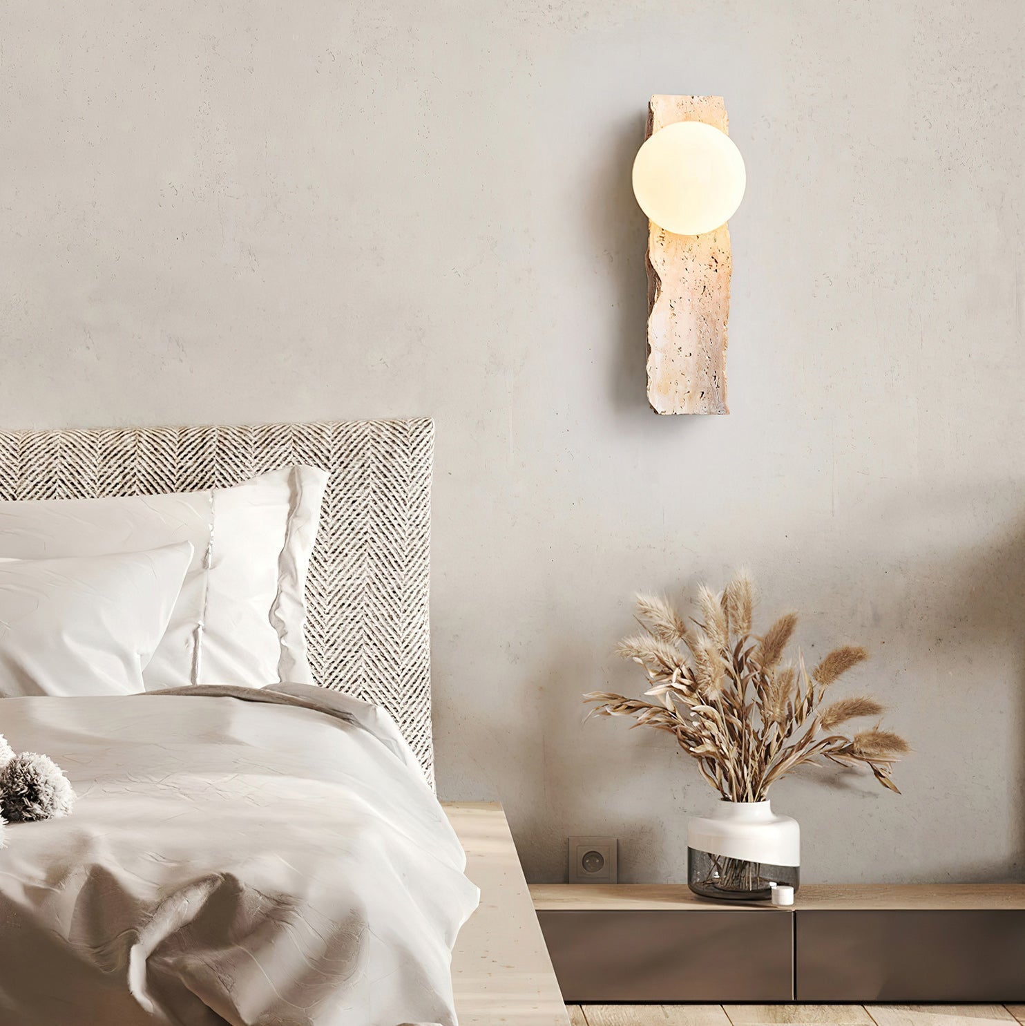 Freyza | Aureum Glass Travertine Glass Wall Light – Bedroom Hallway