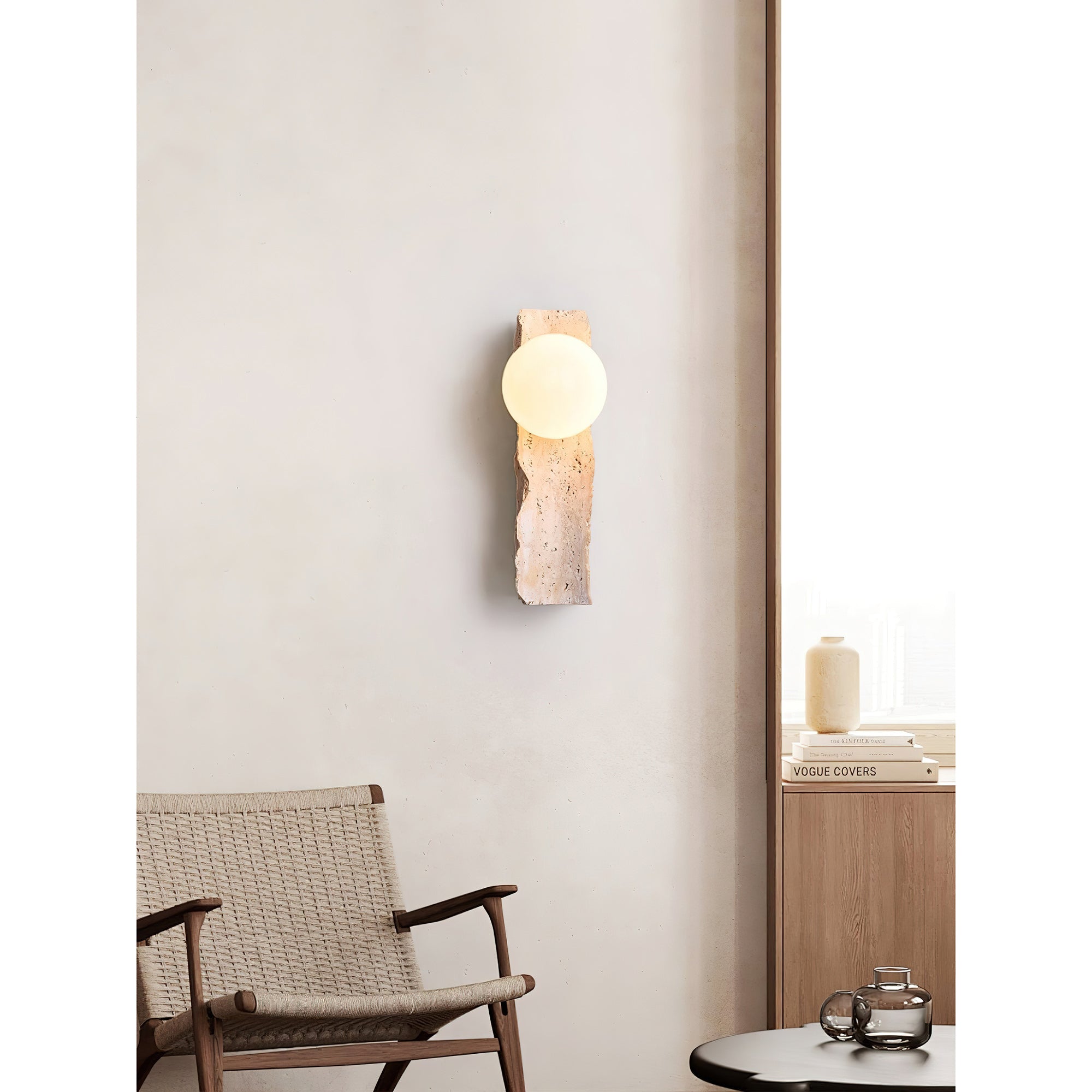 Freyza | Aureum Glass Travertine Glass Wall Light – Bedroom Hallway