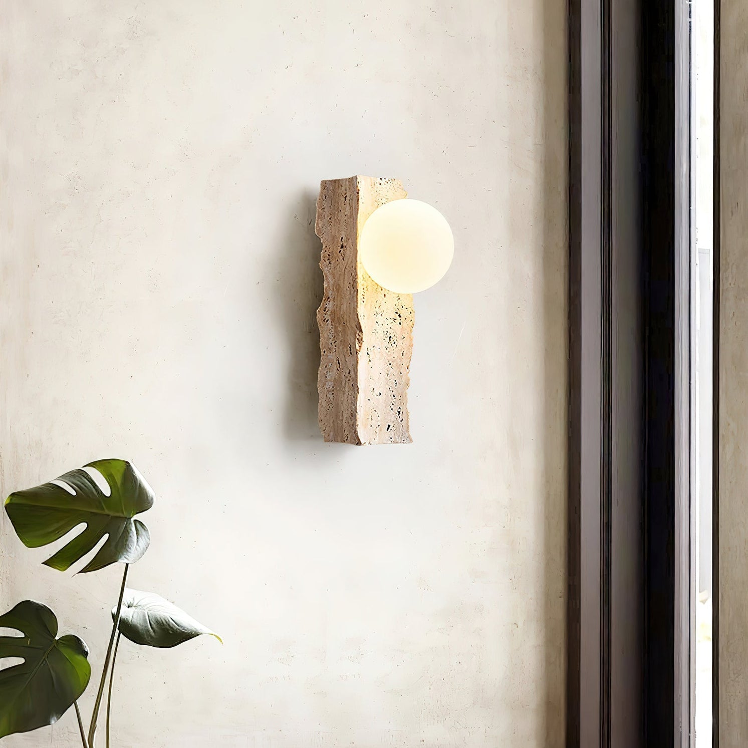 Freyza | Aureum Glass Travertine Glass Wall Light – Bedroom Hallway