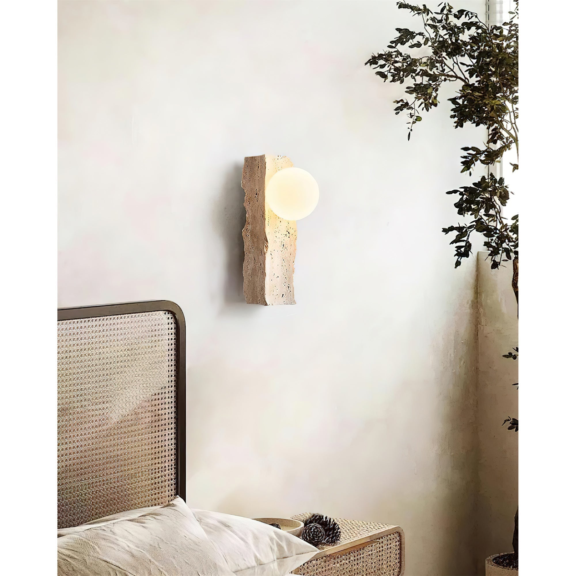 Freyza | Aureum Glass Travertine Glass Wall Light – Bedroom Hallway