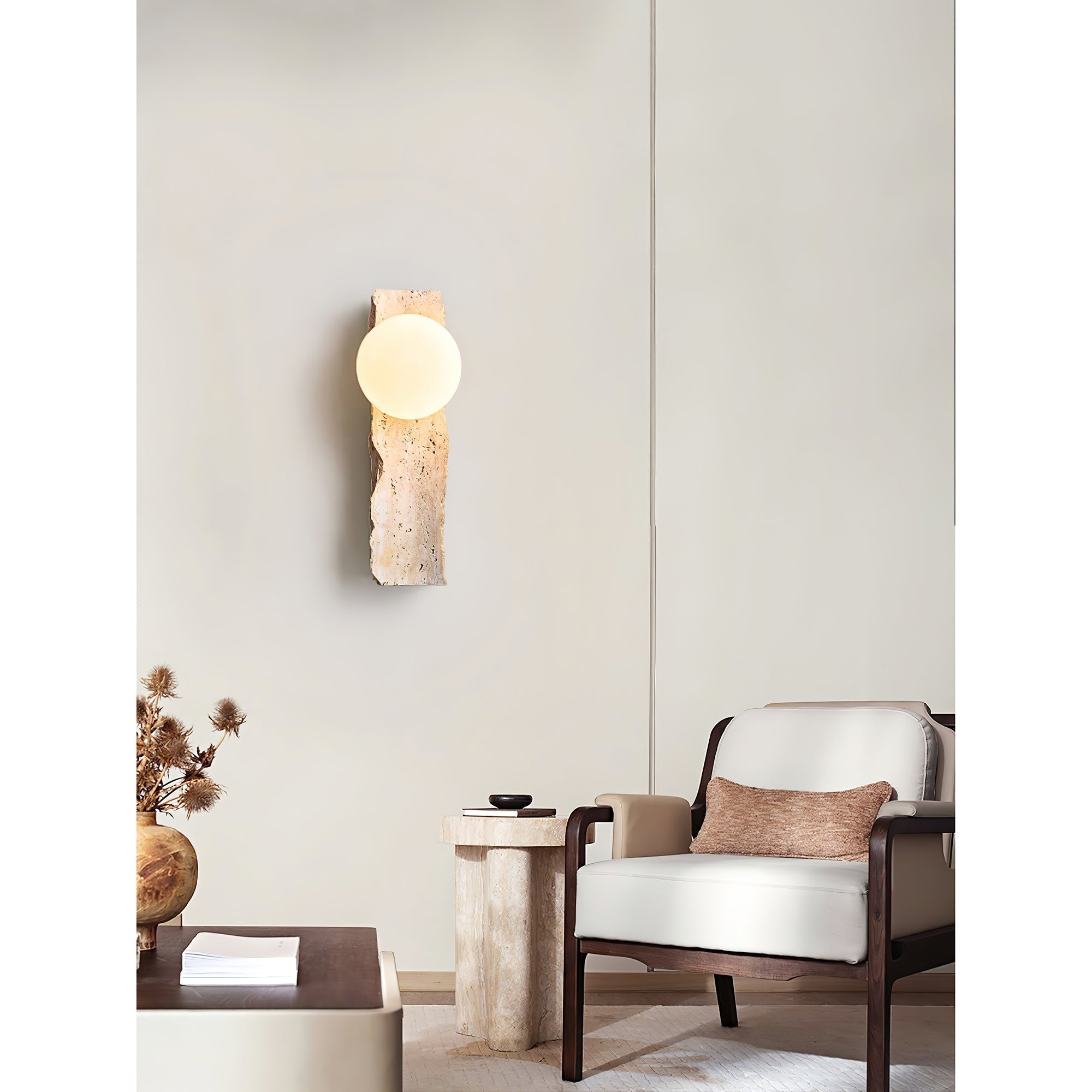 Freyza | Aureum Glass Travertine Glass Wall Light – Bedroom Hallway