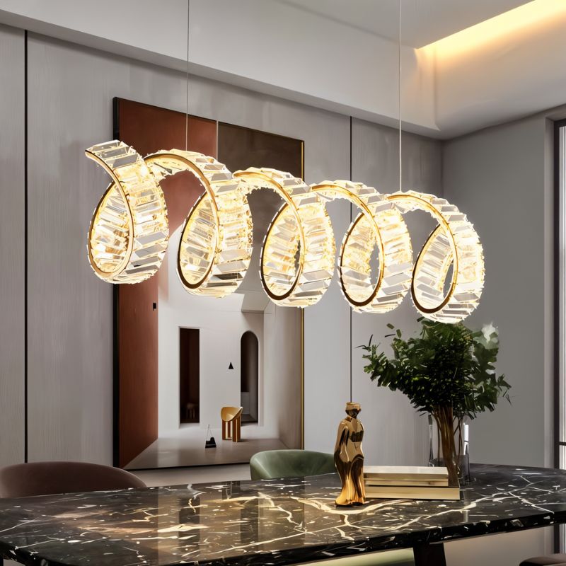 Freyza - AuroraGlow | Elegant Gold Crystal Modern Chandelier Light