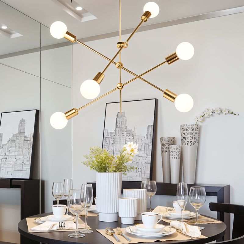 Freyza - AuroraGlow | Elegant Modern Gold Sunburst Chandelier Light