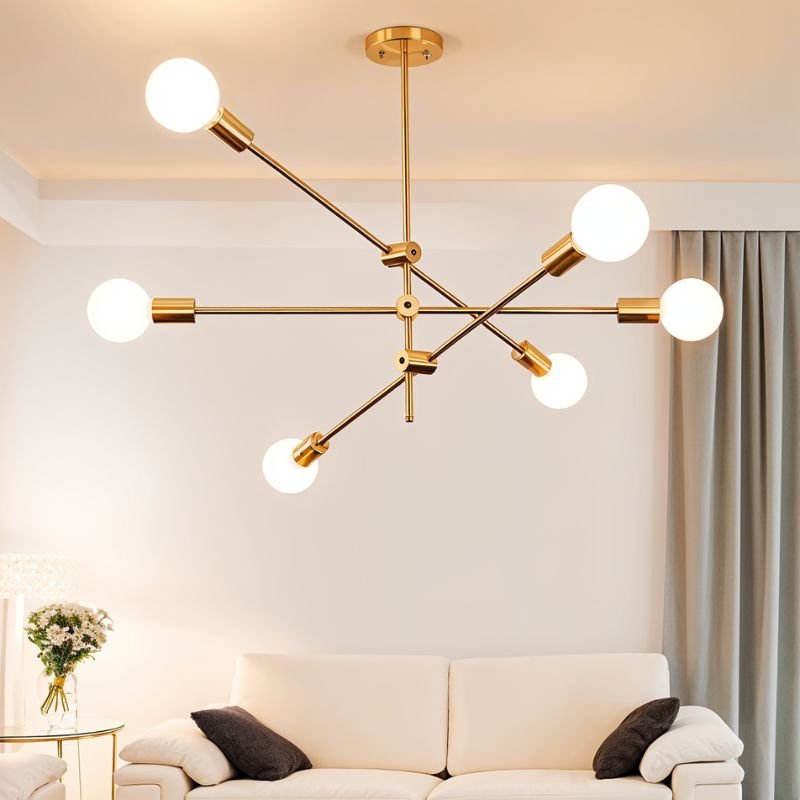 Freyza - AuroraGlow | Elegant Modern Gold Sunburst Chandelier Light
