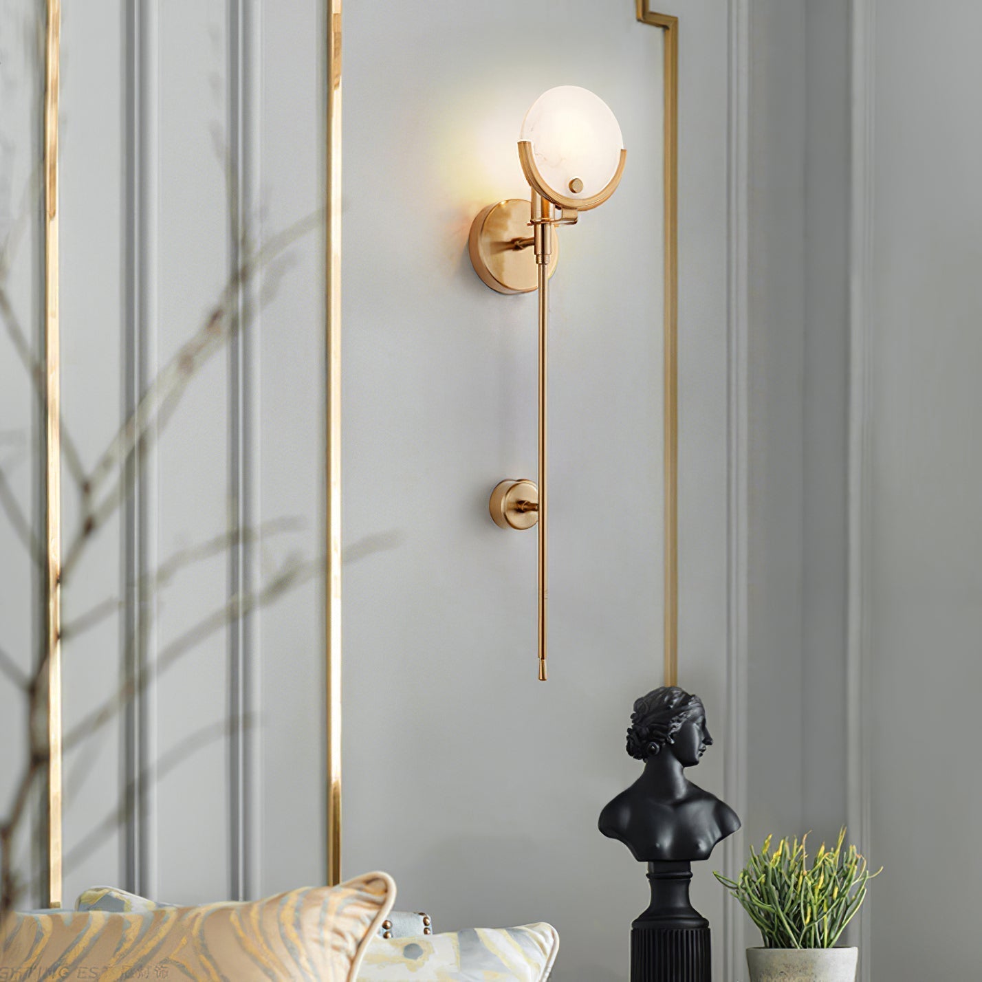 Freyza | Messing-Wandleuchte für Innenräume – Schlafzimmer, Wohnzimmer