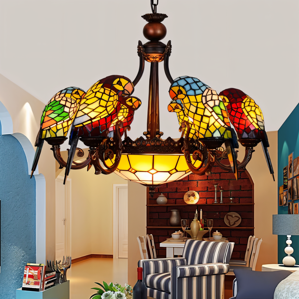 Freyza - Elegant Rustic Glass Dining Room Chandelier Light