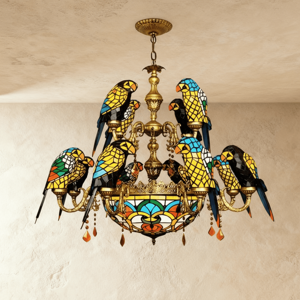 Freyza - Elegant Rustic Glass Dining Room Chandelier Light