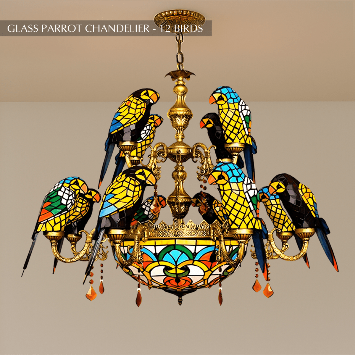 Freyza - Elegant Rustic Glass Dining Room Chandelier Light