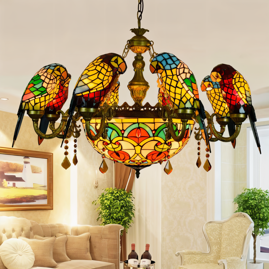 Freyza - Elegant Rustic Glass Dining Room Chandelier Light