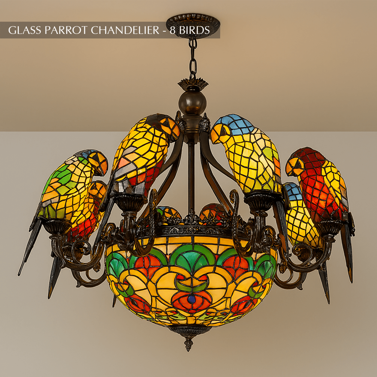 Freyza - Elegant Rustic Glass Dining Room Chandelier Light