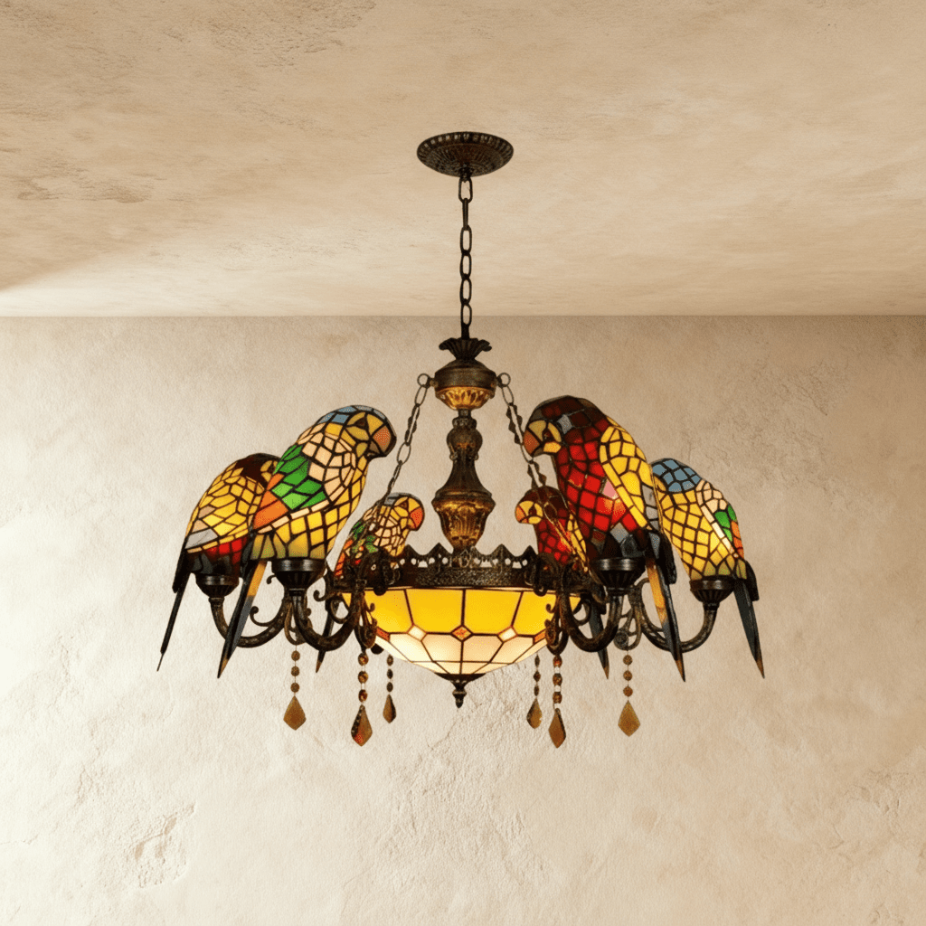 Freyza - Elegant Rustic Glass Dining Room Chandelier Light