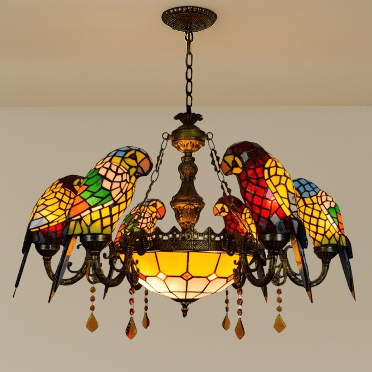 Freyza - Elegant Rustic Glass Dining Room Chandelier Light