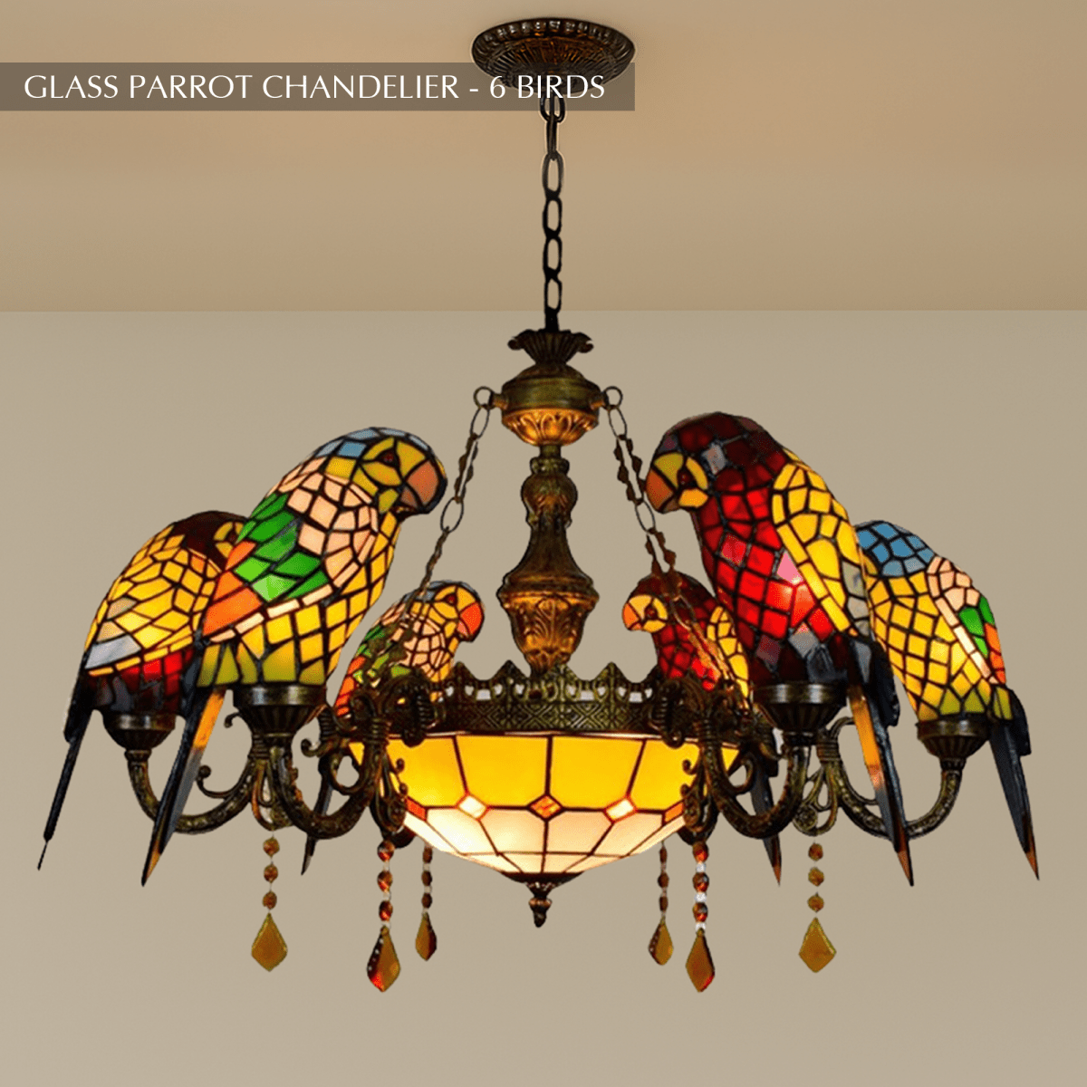 Freyza - Elegant Rustic Glass Dining Room Chandelier Light