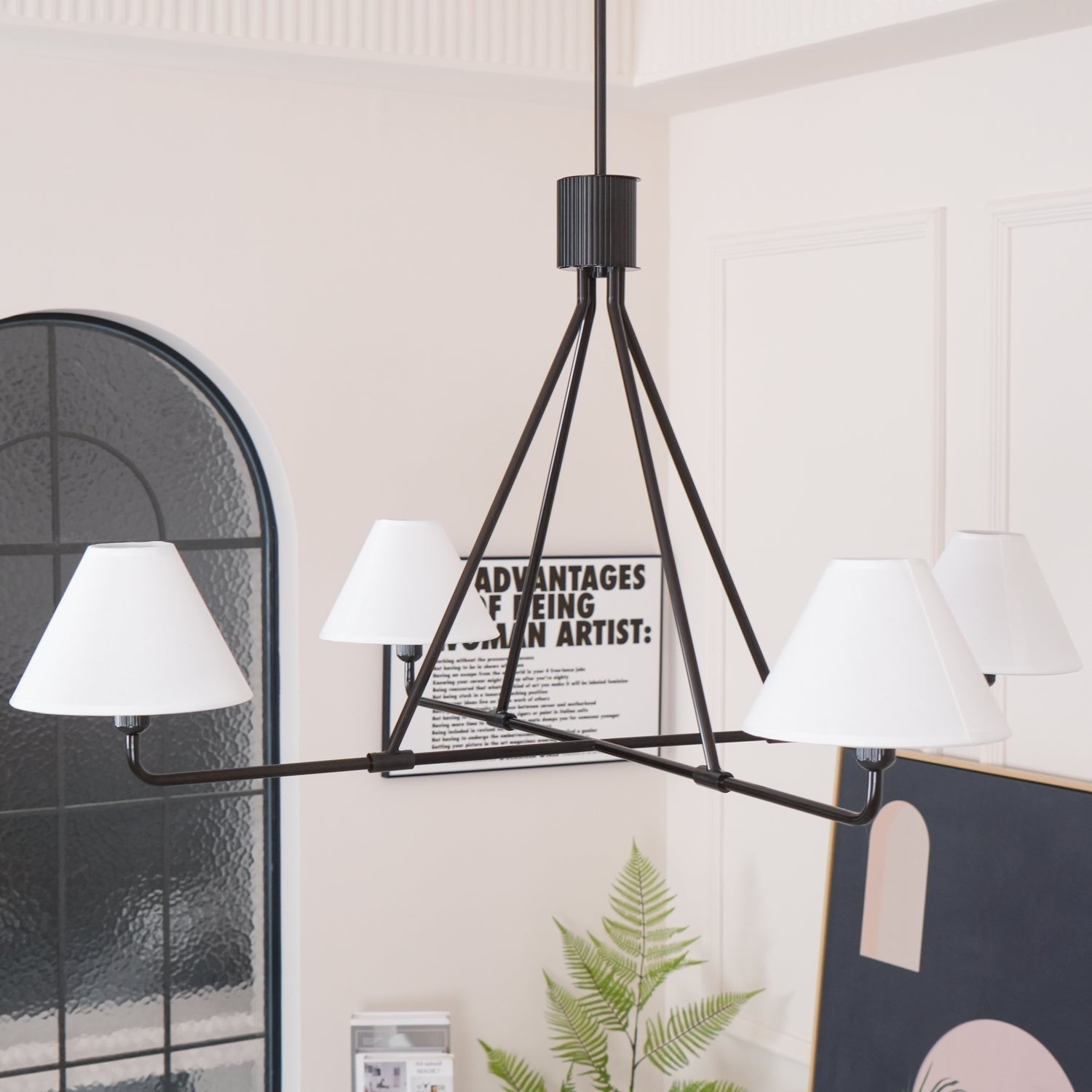 Freyza | Ornuvyh Vintage-Industrieller Stoff-Kronleuchter – Industrielles Esszimmer, Wohnzimmer