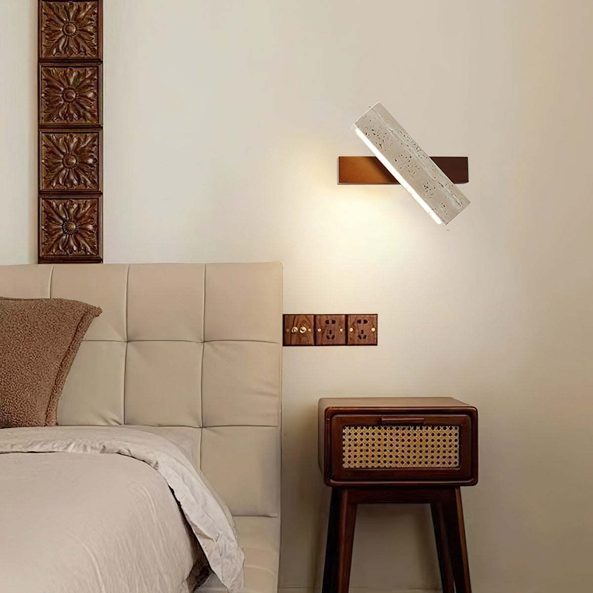 Freyza | Ostruvyo Linear Walnut Wall Light – Bedroom Hallway