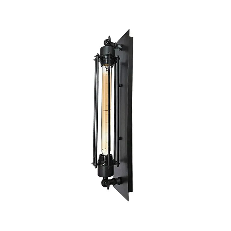 Freyza | Tronel Vintage Cylinder Black Gold Indoor Wall Light – Vintage Bedroom Living Room