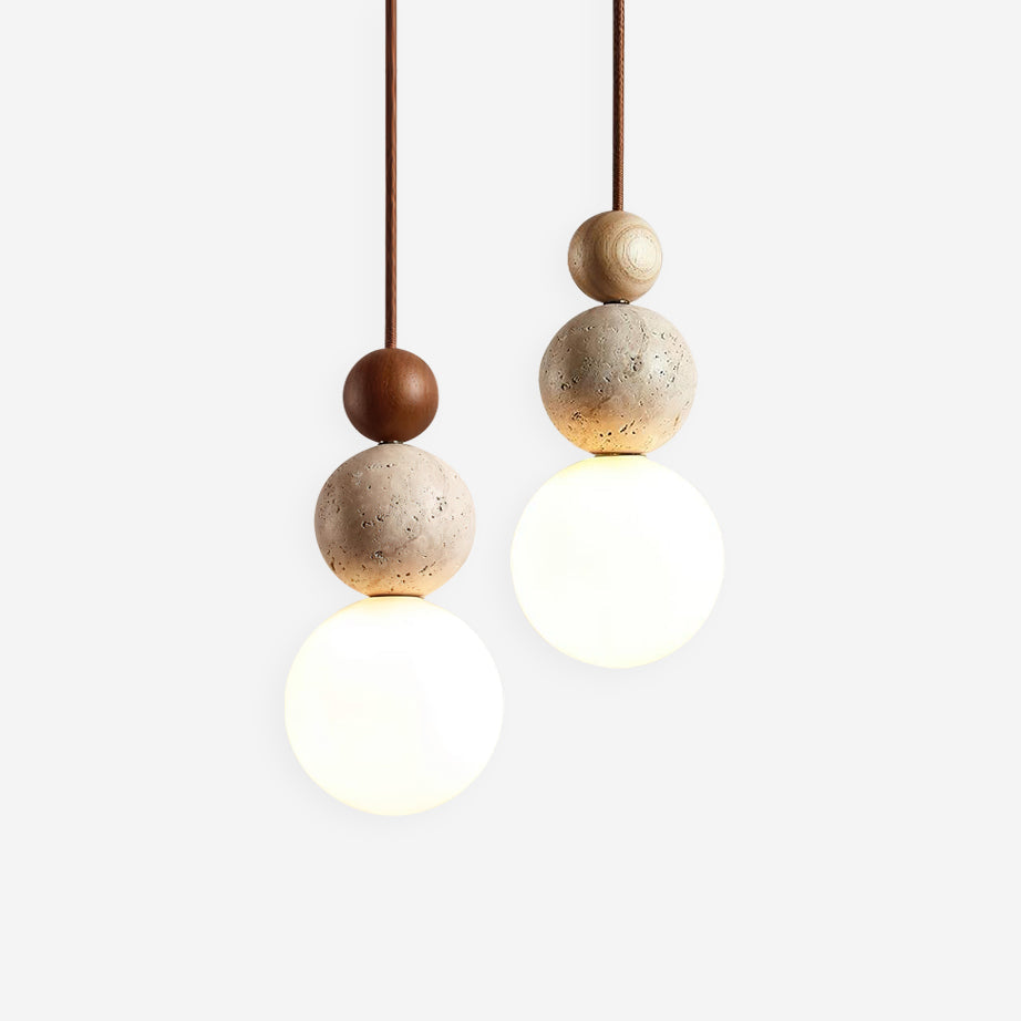 Freyza | Suspension boule en travertin – Luminaire pour cuisine et salle à manger