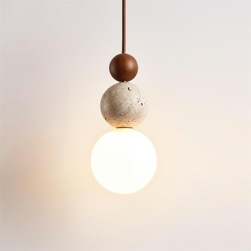 Freyza | Suspension boule en travertin – Luminaire pour cuisine et salle à manger