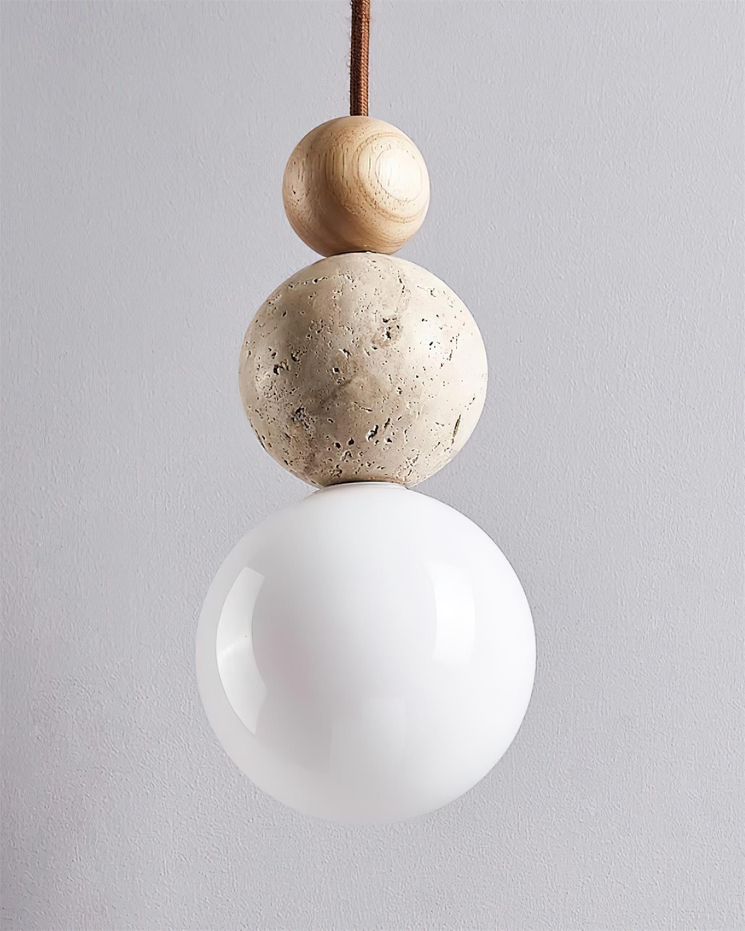 Freyza | Suspension boule en travertin – Luminaire pour cuisine et salle à manger