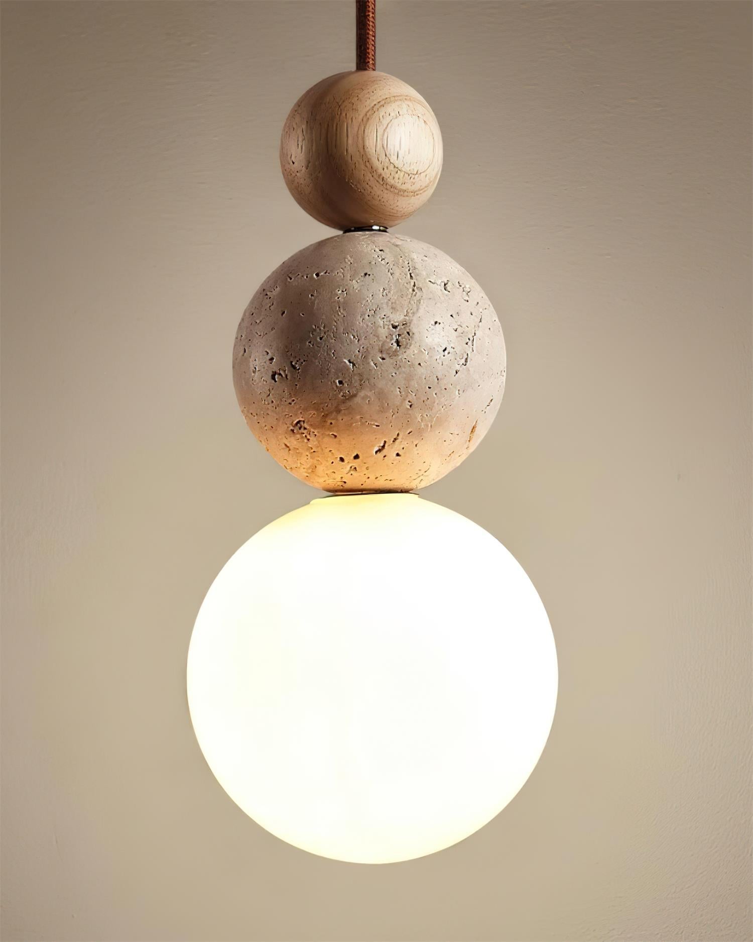 Freyza | Suspension boule en travertin – Luminaire pour cuisine et salle à manger