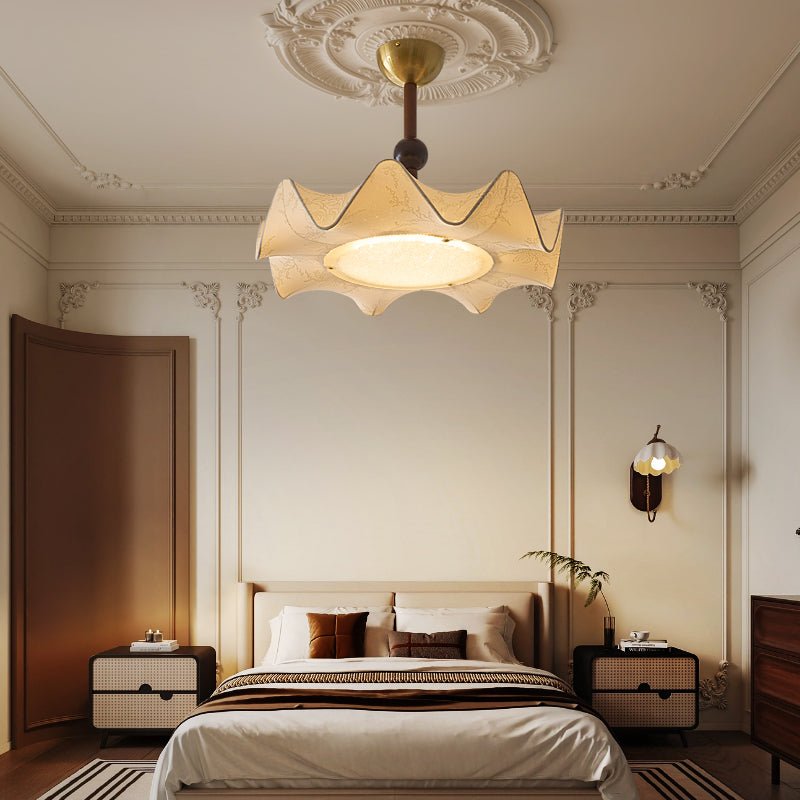 Freyza | Plafonnier encastré en tissu et bois – chambre, couloir, cuisine