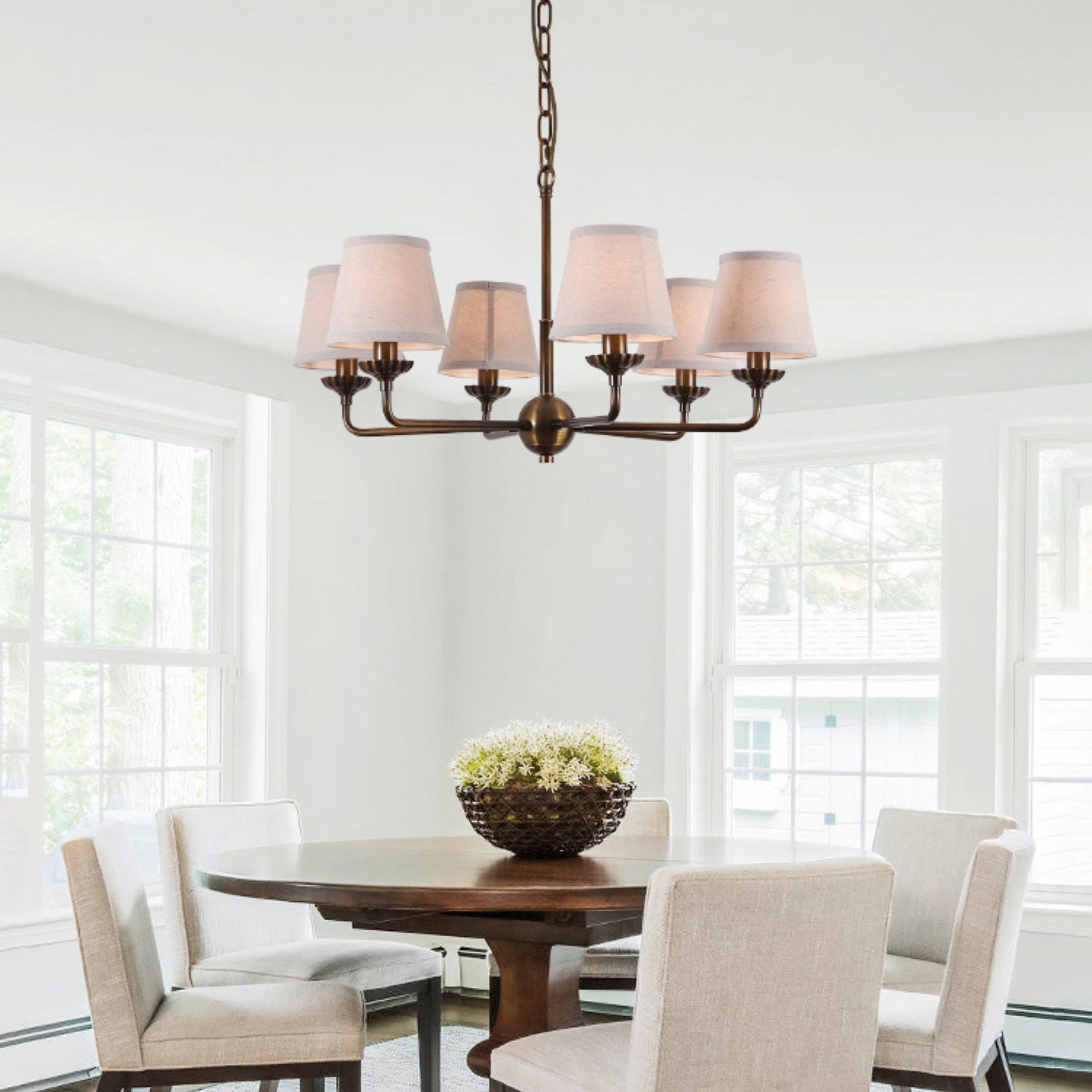 Freyza | Gloruvyh Vintage Industrial Fabric Chandelier – Industrial Dining Room Living Room