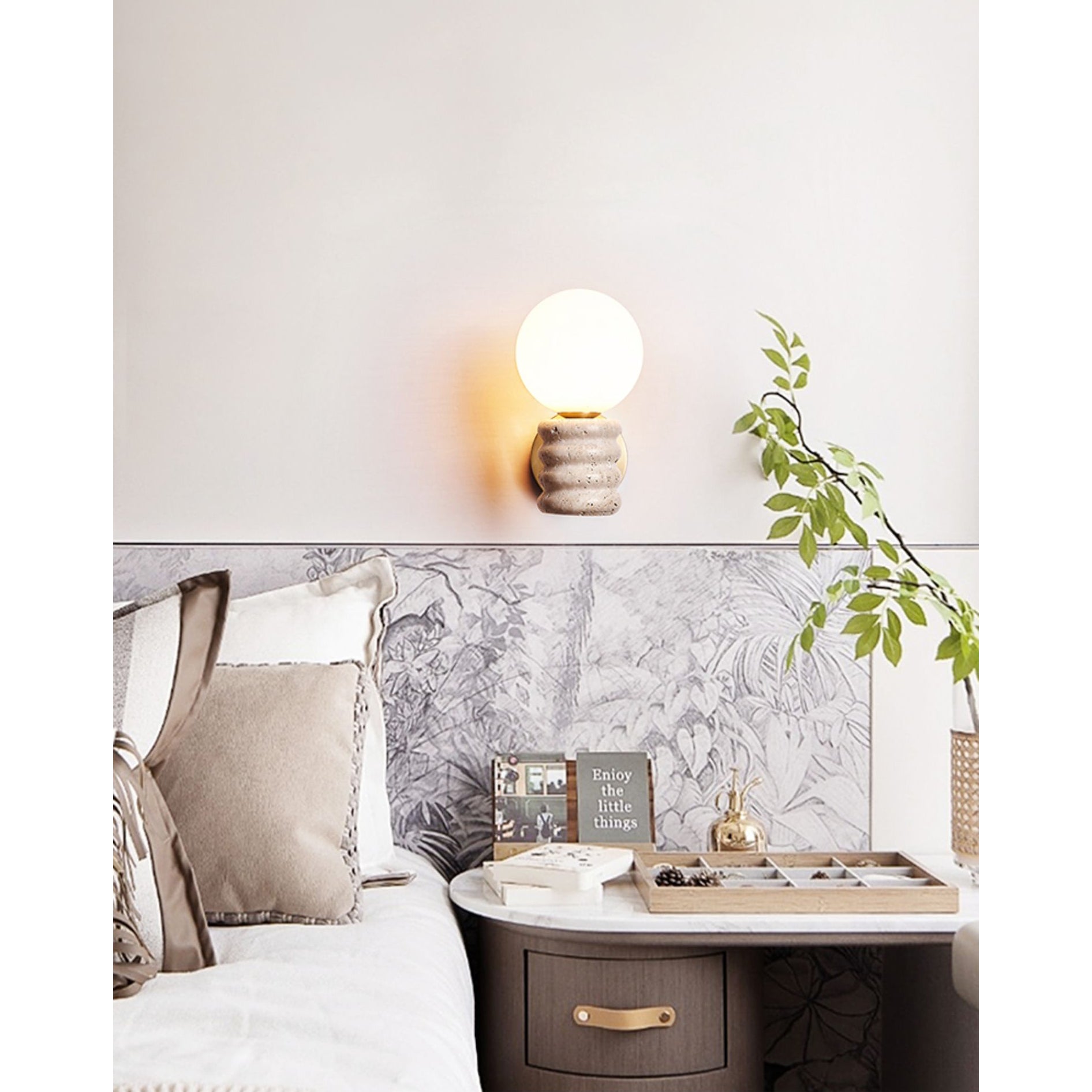 Freyza | Ljomuvyh Travertine Glass Glass Wall Light – Bedroom Hallway