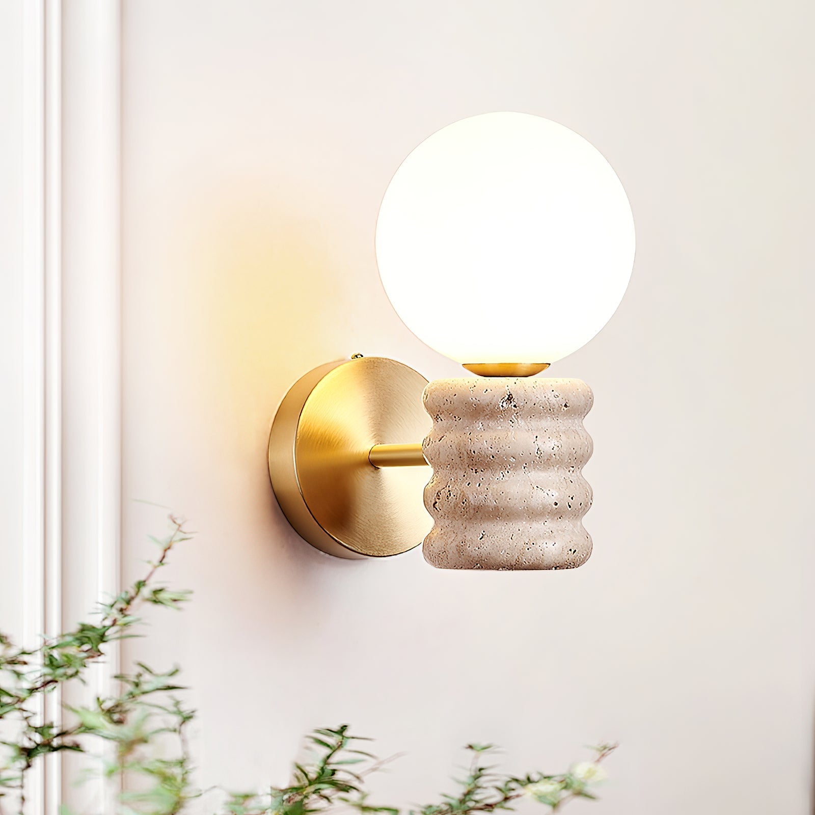 Freyza | Ljomuvyh Travertine Glass Glass Wall Light – Bedroom Hallway