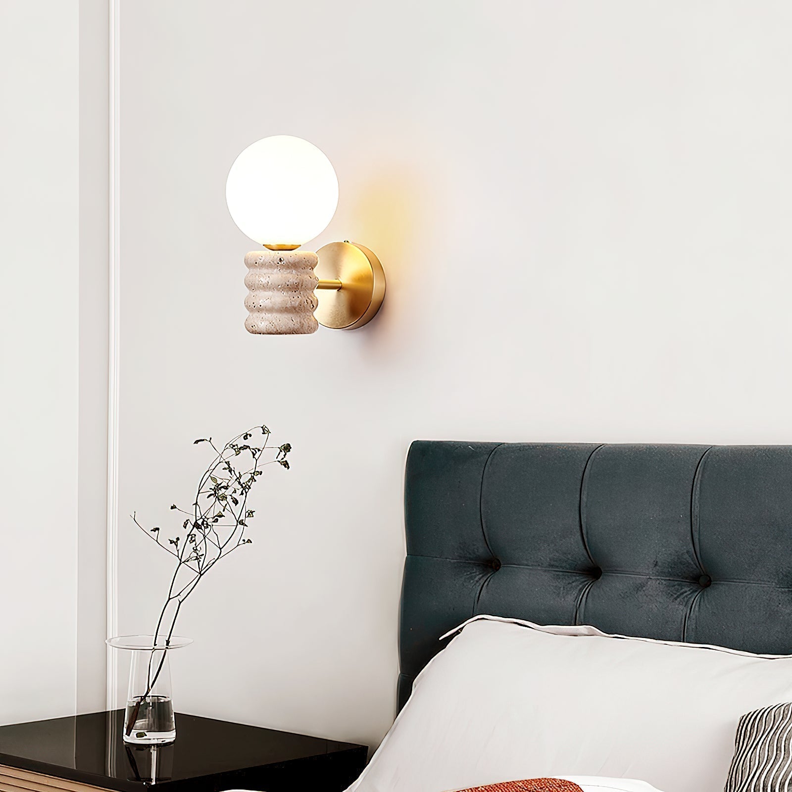 Freyza | Ljomuvyh Travertine Glass Glass Wall Light – Bedroom Hallway