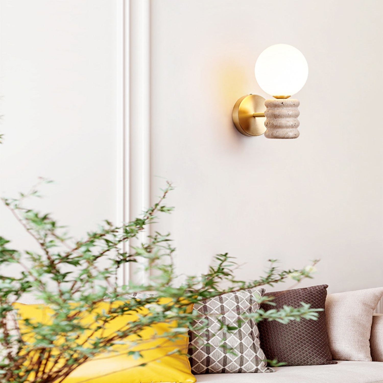 Freyza | Ljomuvyh Travertine Glass Glass Wall Light – Bedroom Hallway