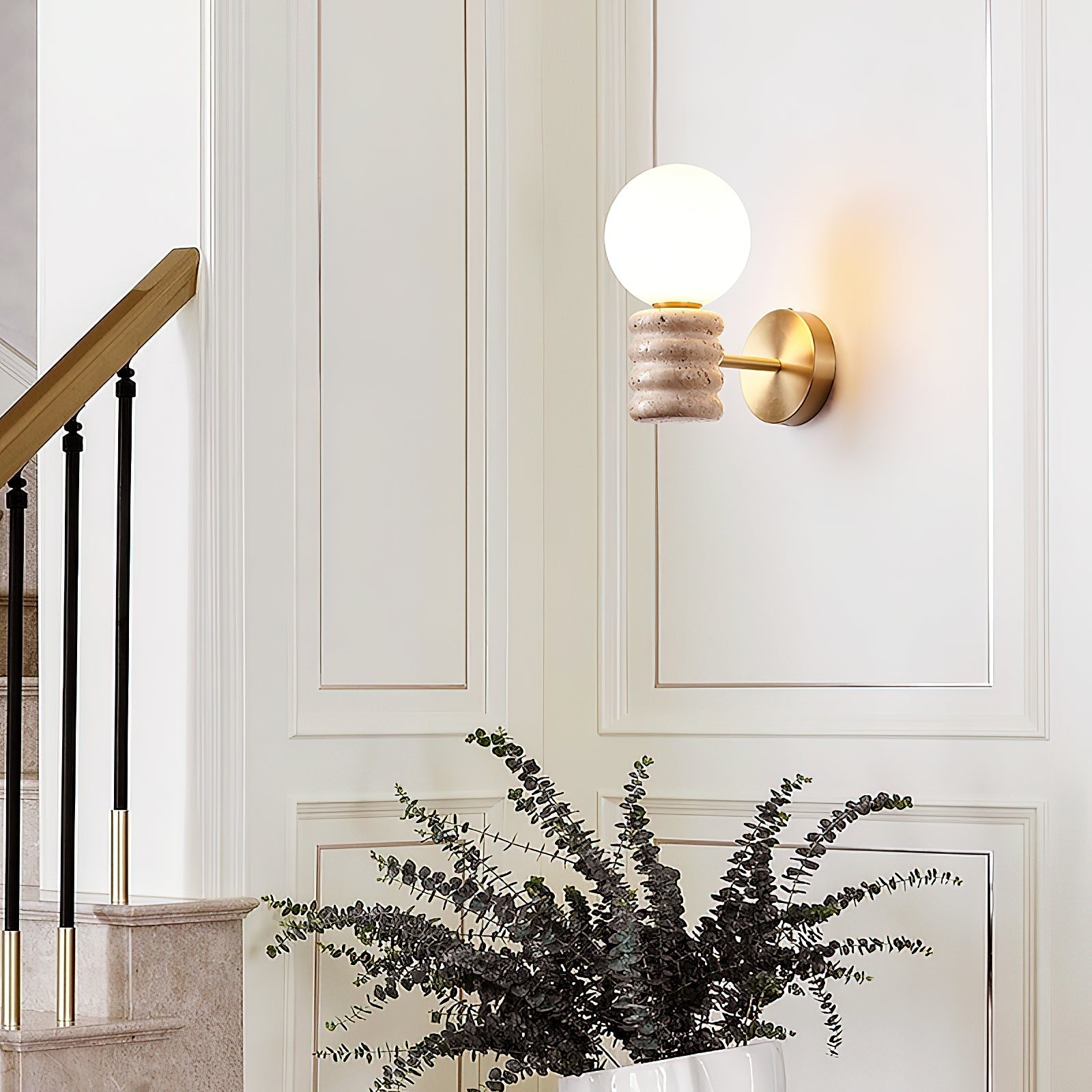 Freyza | Ljomuvyh Travertine Glass Glass Wall Light – Bedroom Hallway