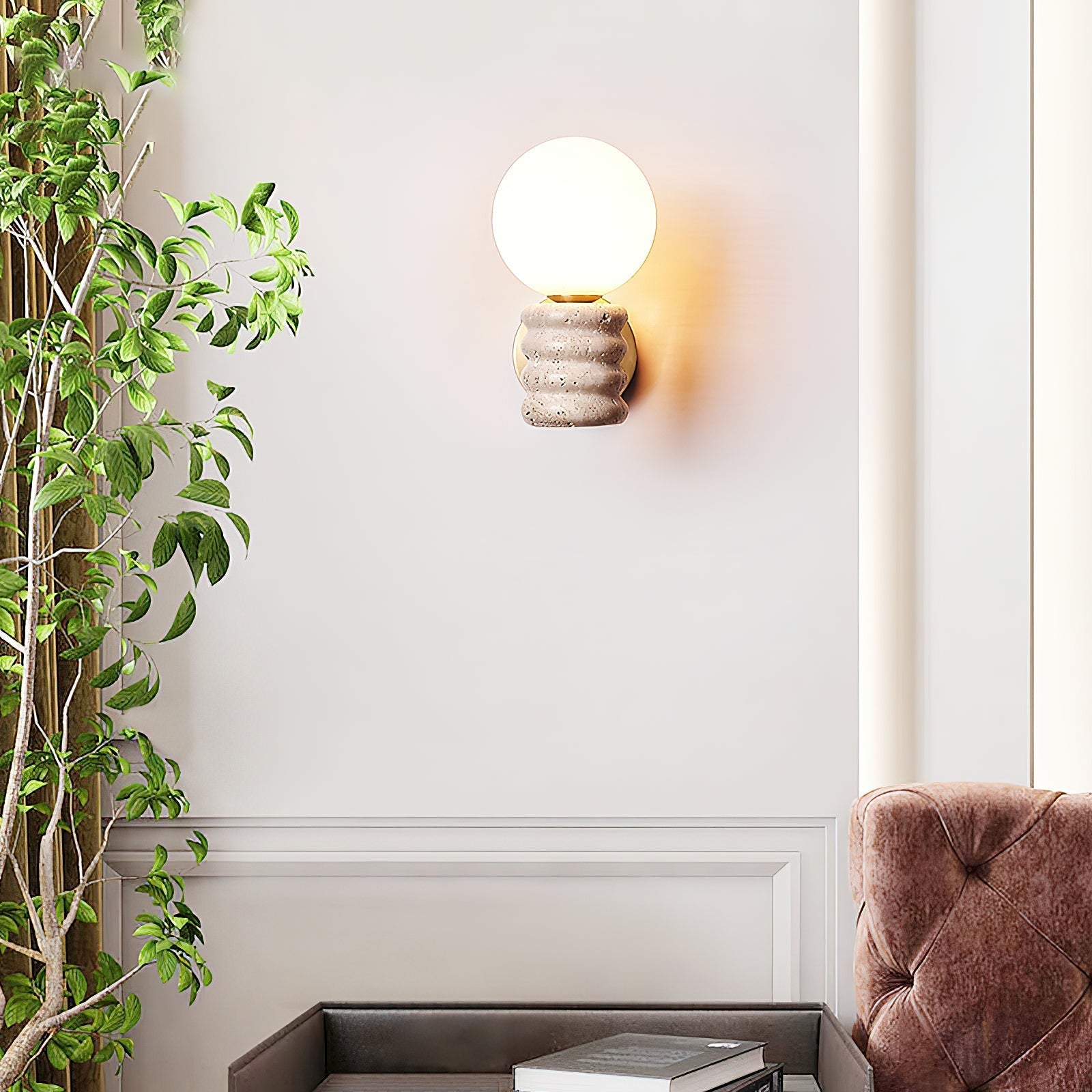 Freyza | Ljomuvyh Travertine Glass Glass Wall Light – Bedroom Hallway