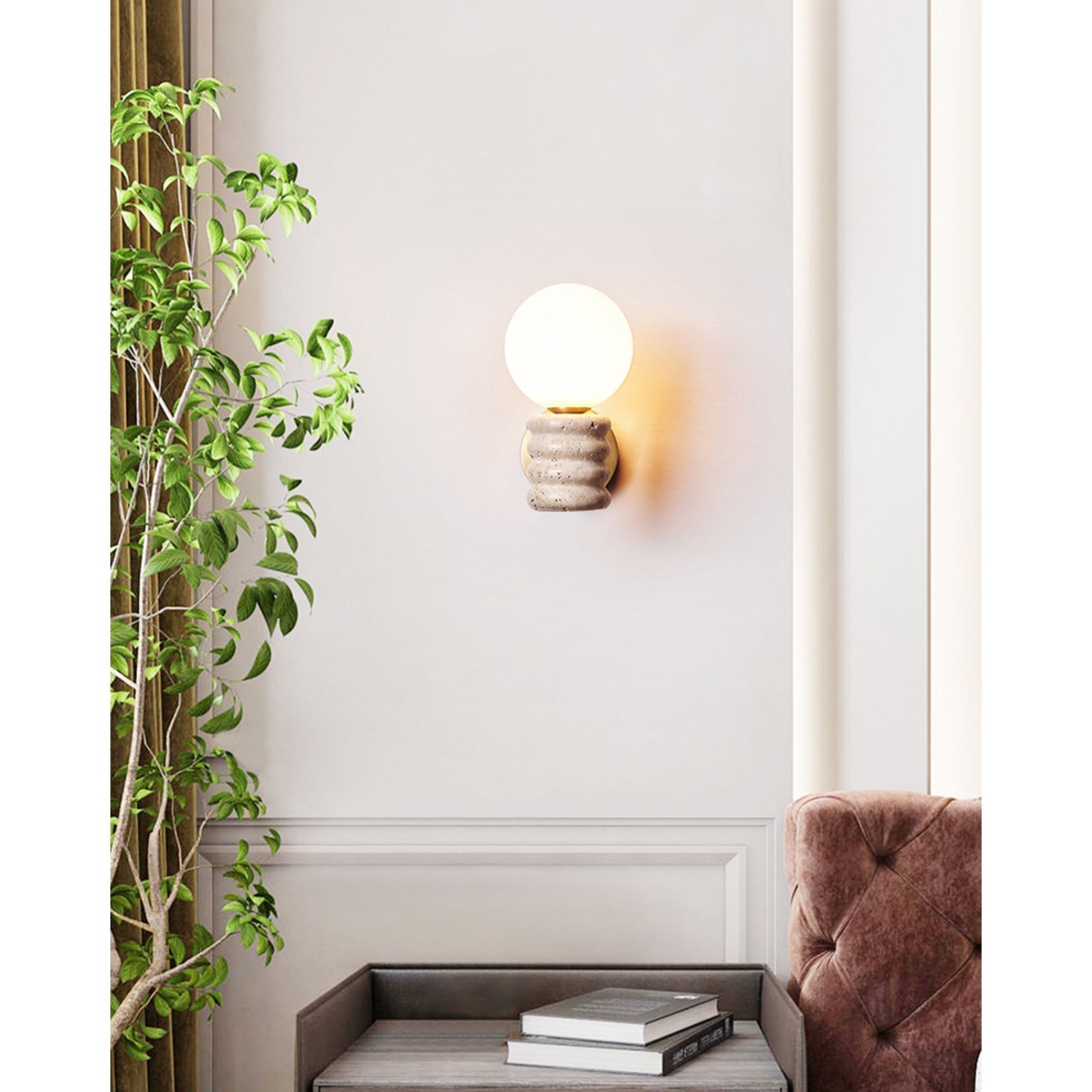 Freyza | Ljomuvyh Travertine Glass Glass Wall Light – Bedroom Hallway