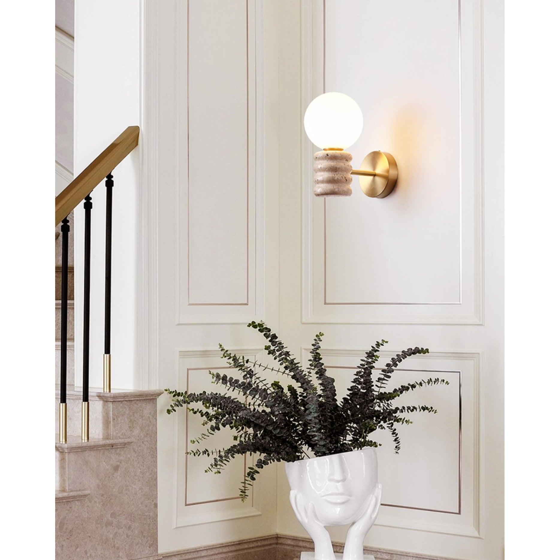 Freyza | Ljomuvyh Travertine Glass Glass Wall Light – Bedroom Hallway