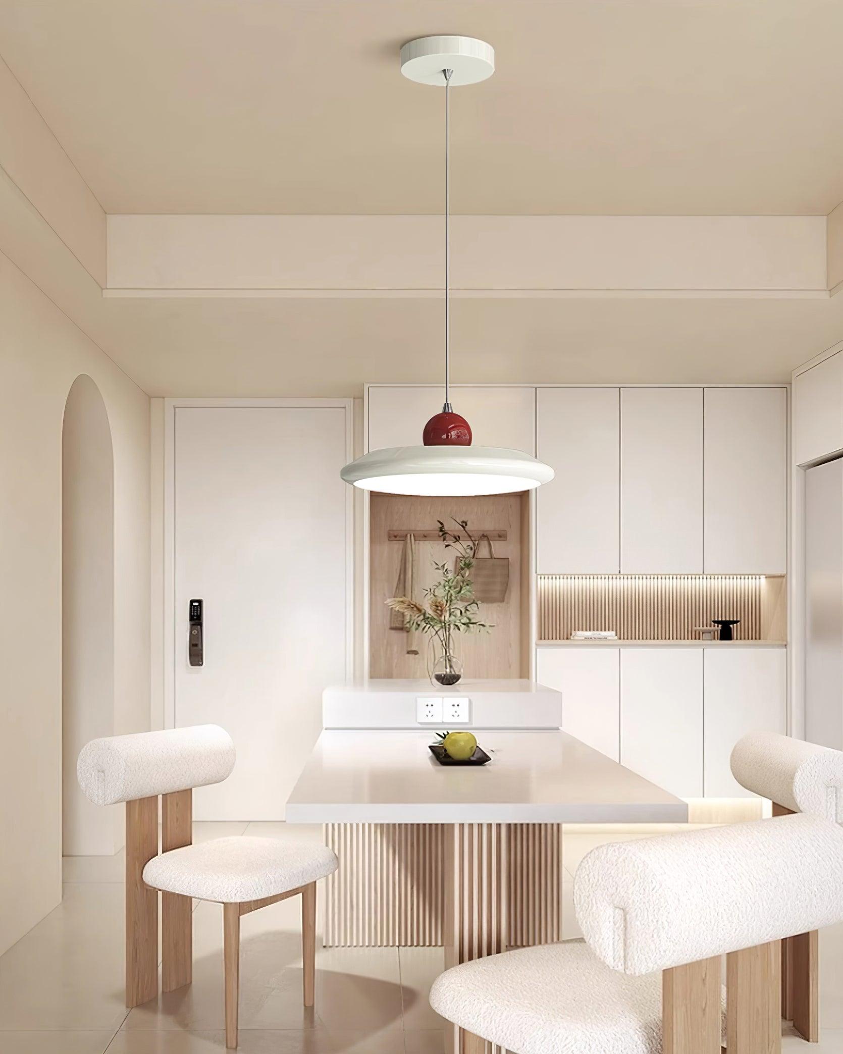 Freyza | Suspension blanche en forme de disque – Lampe suspendue blanche pour cuisine et salle à manger