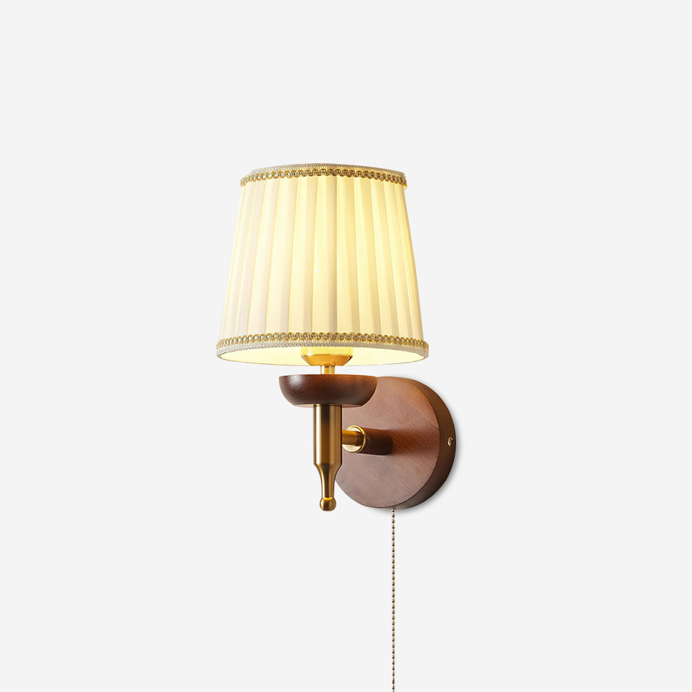 Freyza | Wall Fabric Shade Gold Fabric Wall Light – Modern Bedroom Hallway