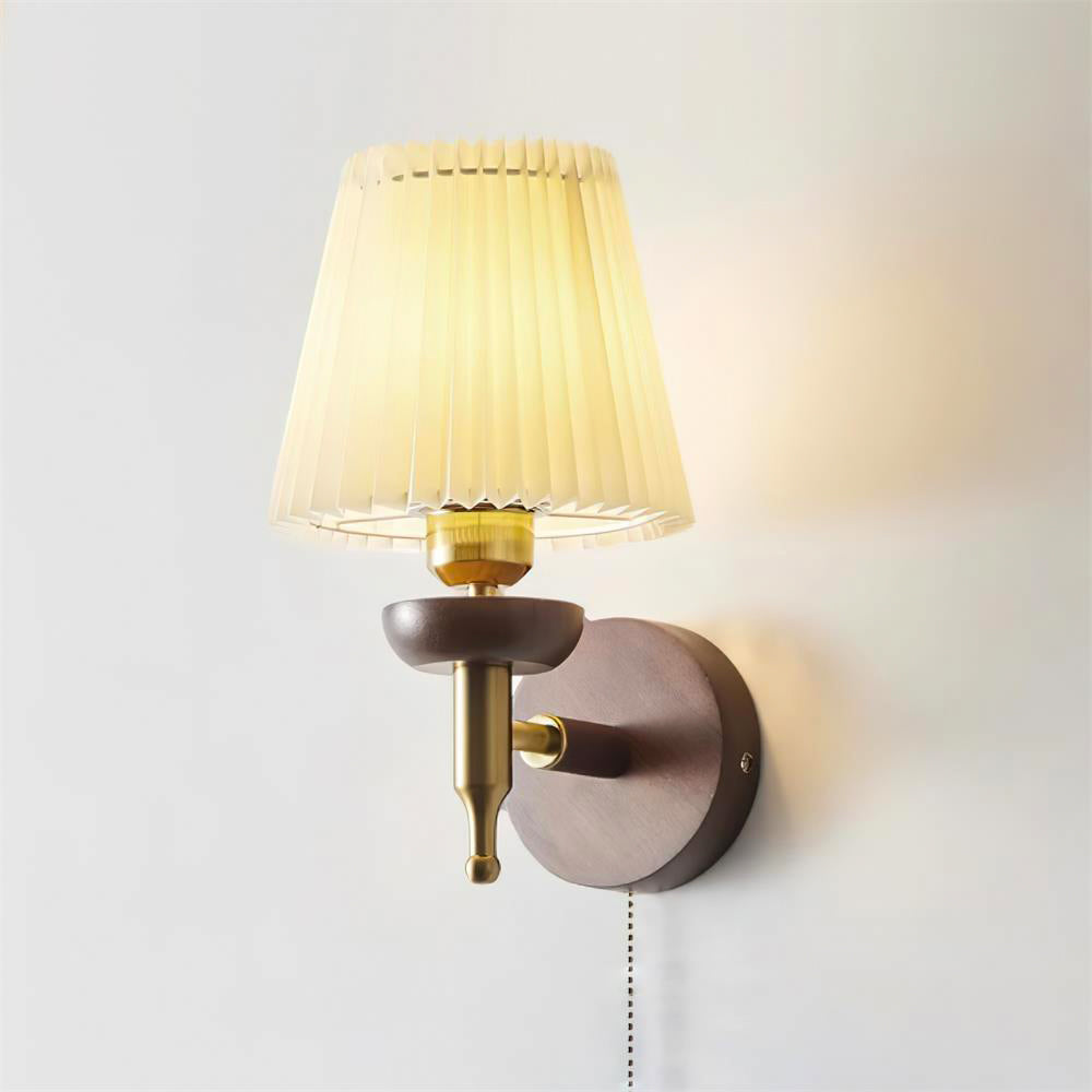 Freyza | Wall Fabric Shade Gold Fabric Wall Light – Modern Bedroom Hallway