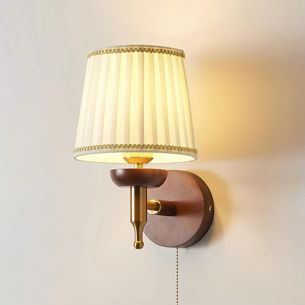 Freyza | Wall Fabric Shade Gold Fabric Wall Light – Modern Bedroom Hallway