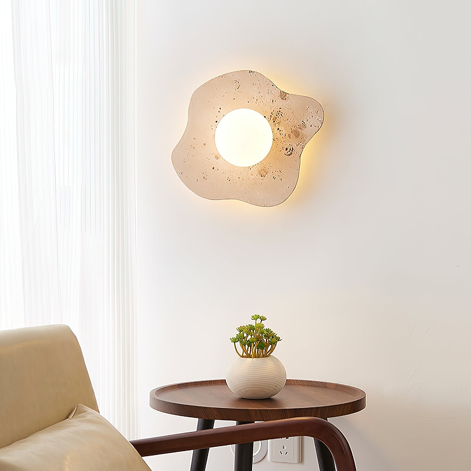 Freyza | Tinduvyj Travertine Glass Glass Wall Light – Bedroom Hallway
