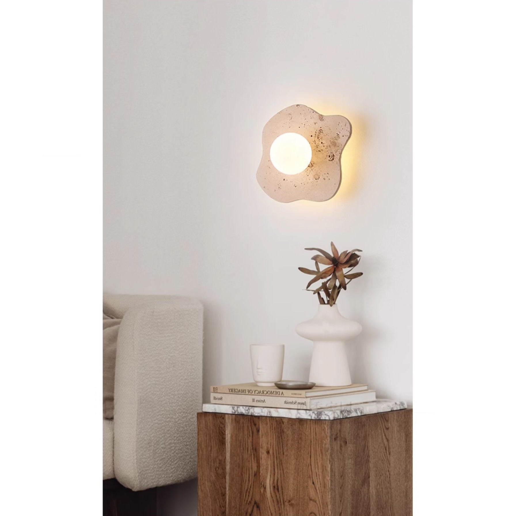 Freyza | Tinduvyj Travertine Glass Glass Wall Light – Bedroom Hallway