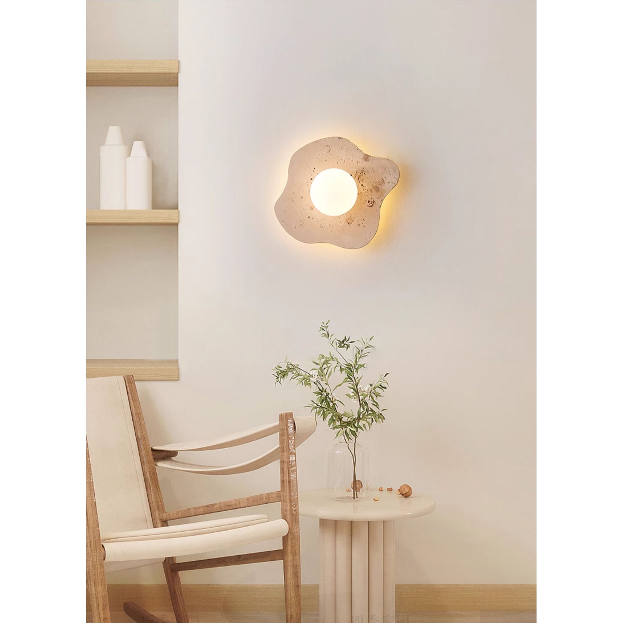Freyza | Tinduvyj Travertine Glass Glass Wall Light – Bedroom Hallway