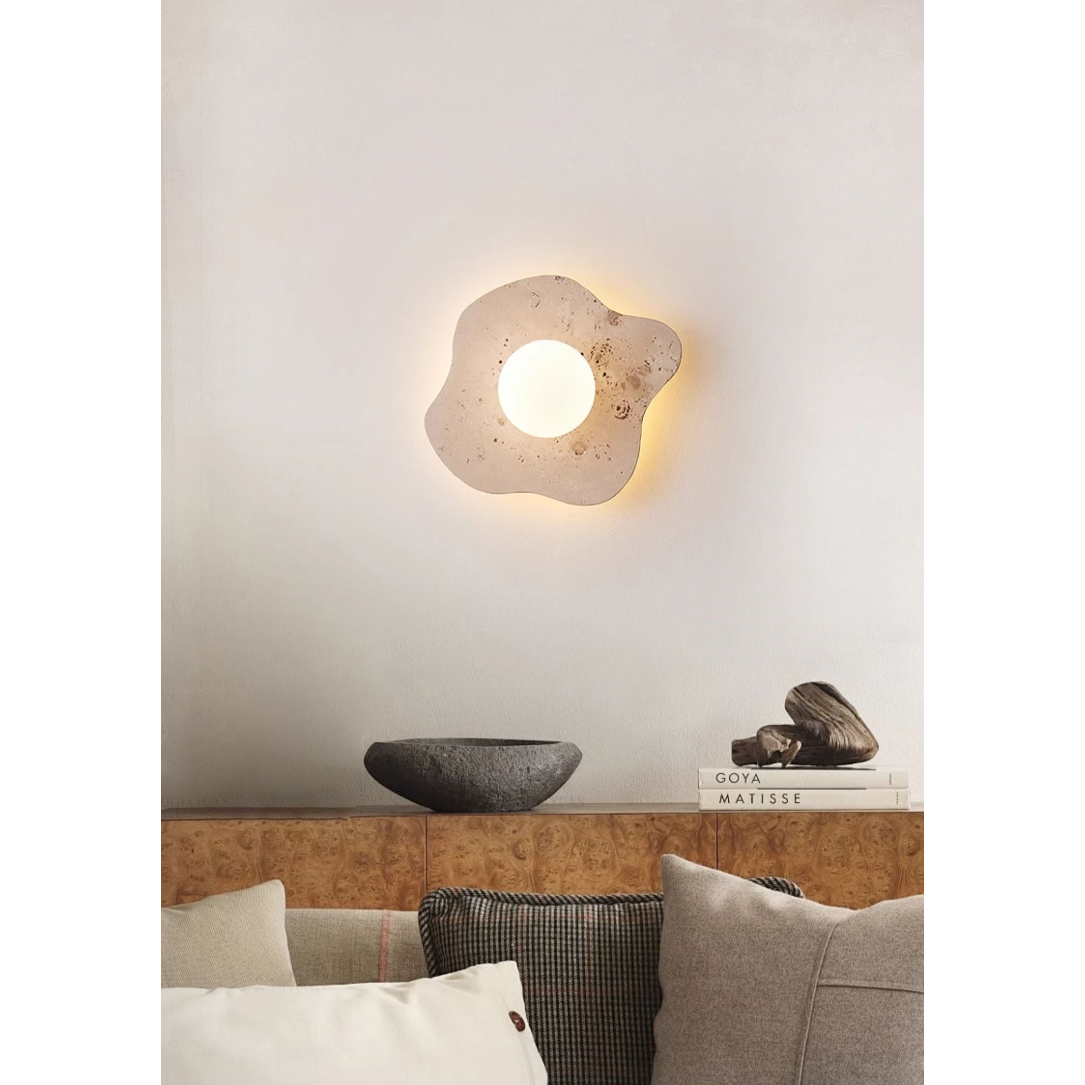 Freyza | Tinduvyj Travertine Glass Glass Wall Light – Bedroom Hallway