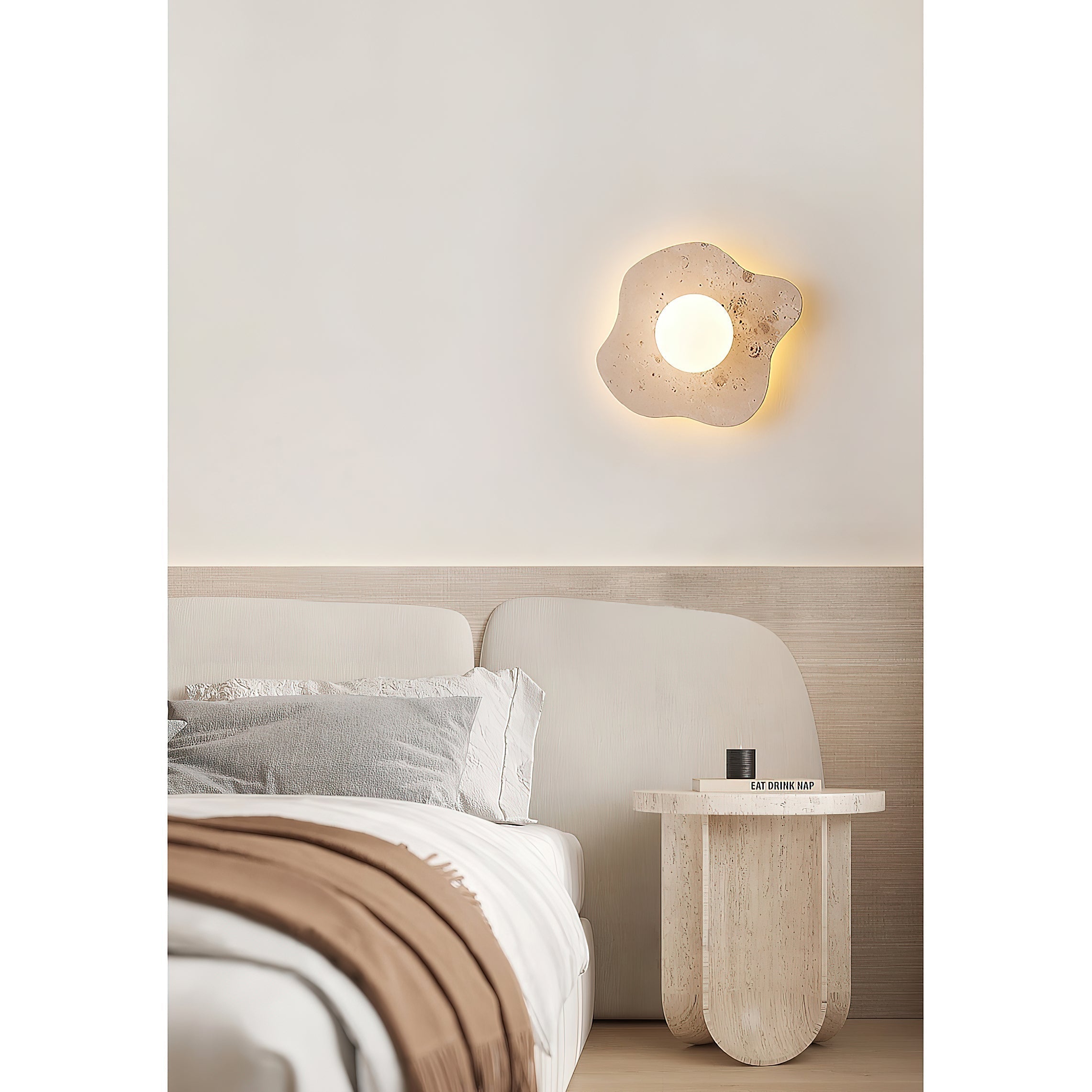 Freyza | Tinduvyj Travertine Glass Glass Wall Light – Bedroom Hallway