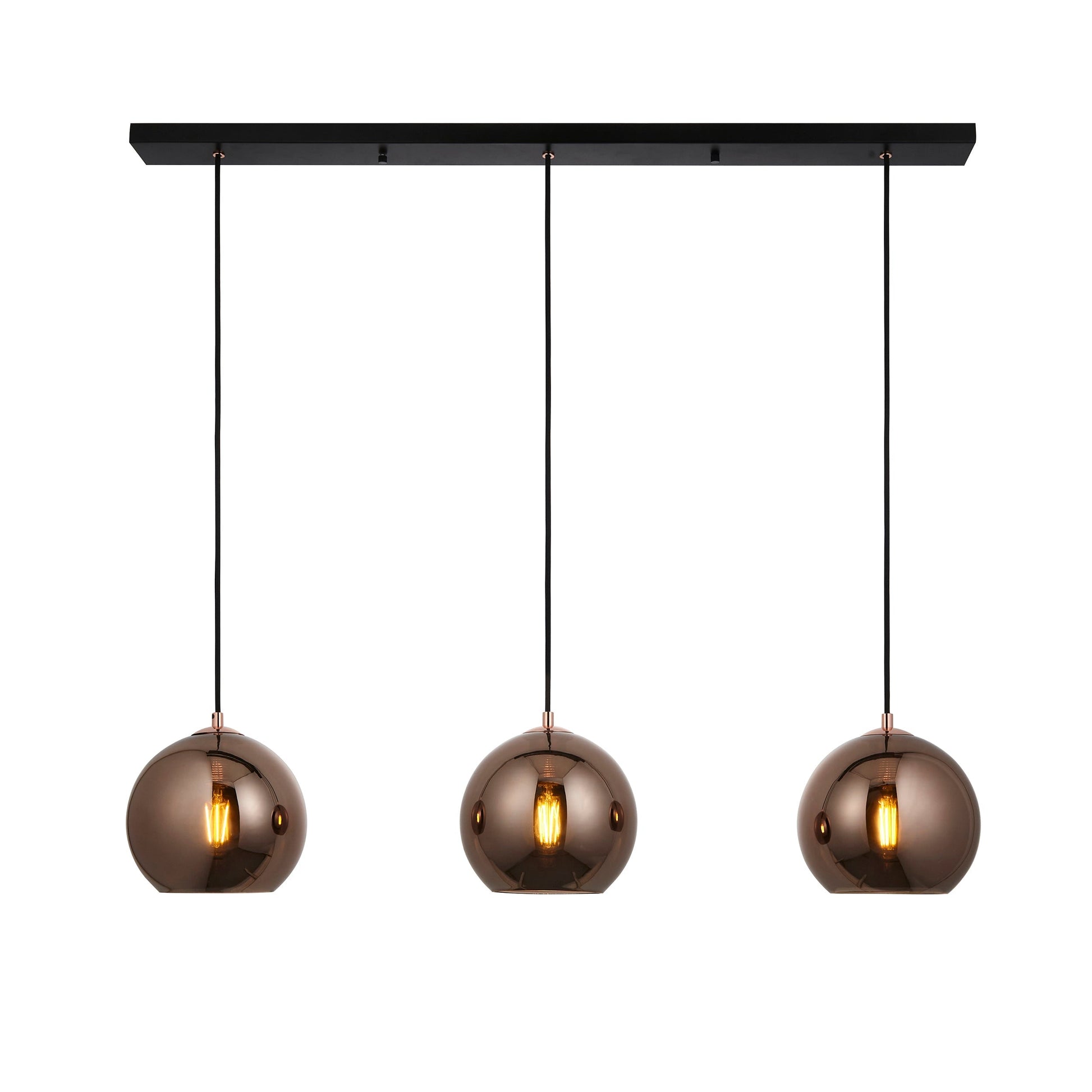 Boli Collection | 3-Light Bar Pendant with Copper Mirrored Glass Shades | Modern Design for Captivating Illumination 1